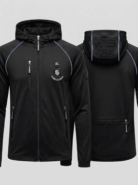 Men's Black Shadow Ops active hoodie with reflective piping